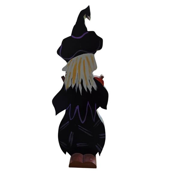 VTG 1993 Wooden Witch Halloween Decor | Handmade Folk Art Primitive - Picture 5 of 6